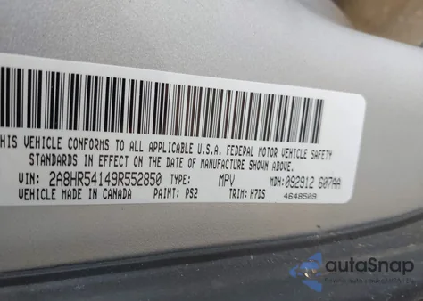 2009 Chrysler Town & Country Touring z USA, uszkodzony, nr VIN 2A8HR54149R552850